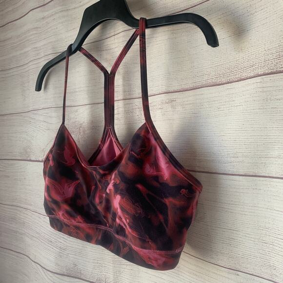Lululemon Flow Y Bra Intensity Pink Blossom Multi with Pads Nulu Size 12 - Picture 14 of 15
